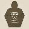 Drone Pilot Unisex Hoodie in Military Green, back view
