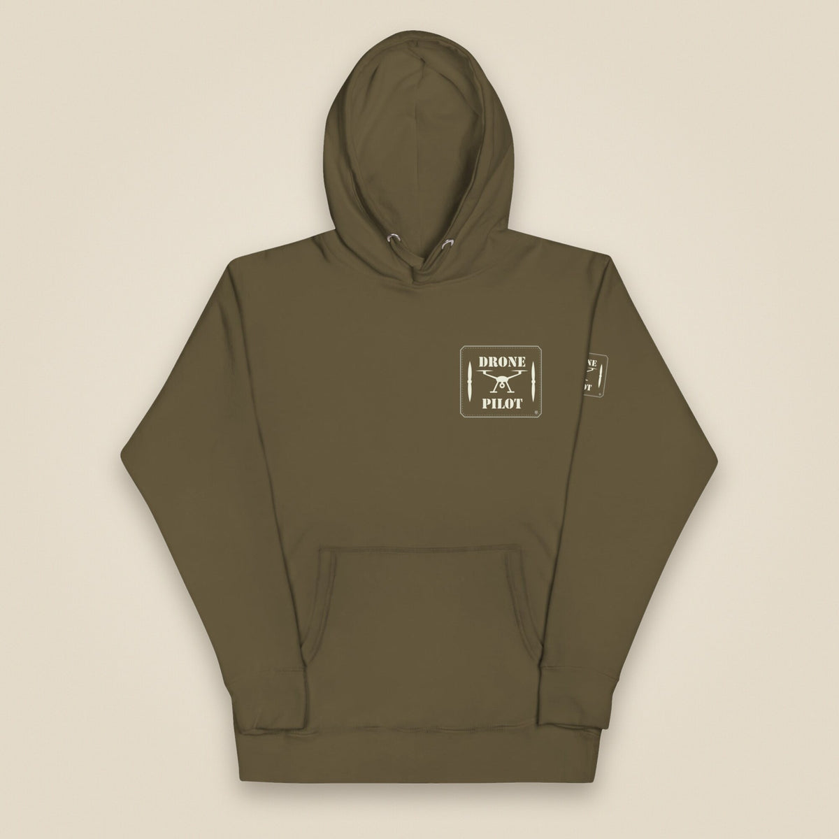 Drone Pilot Unisex Hoodie in Military Green, front view