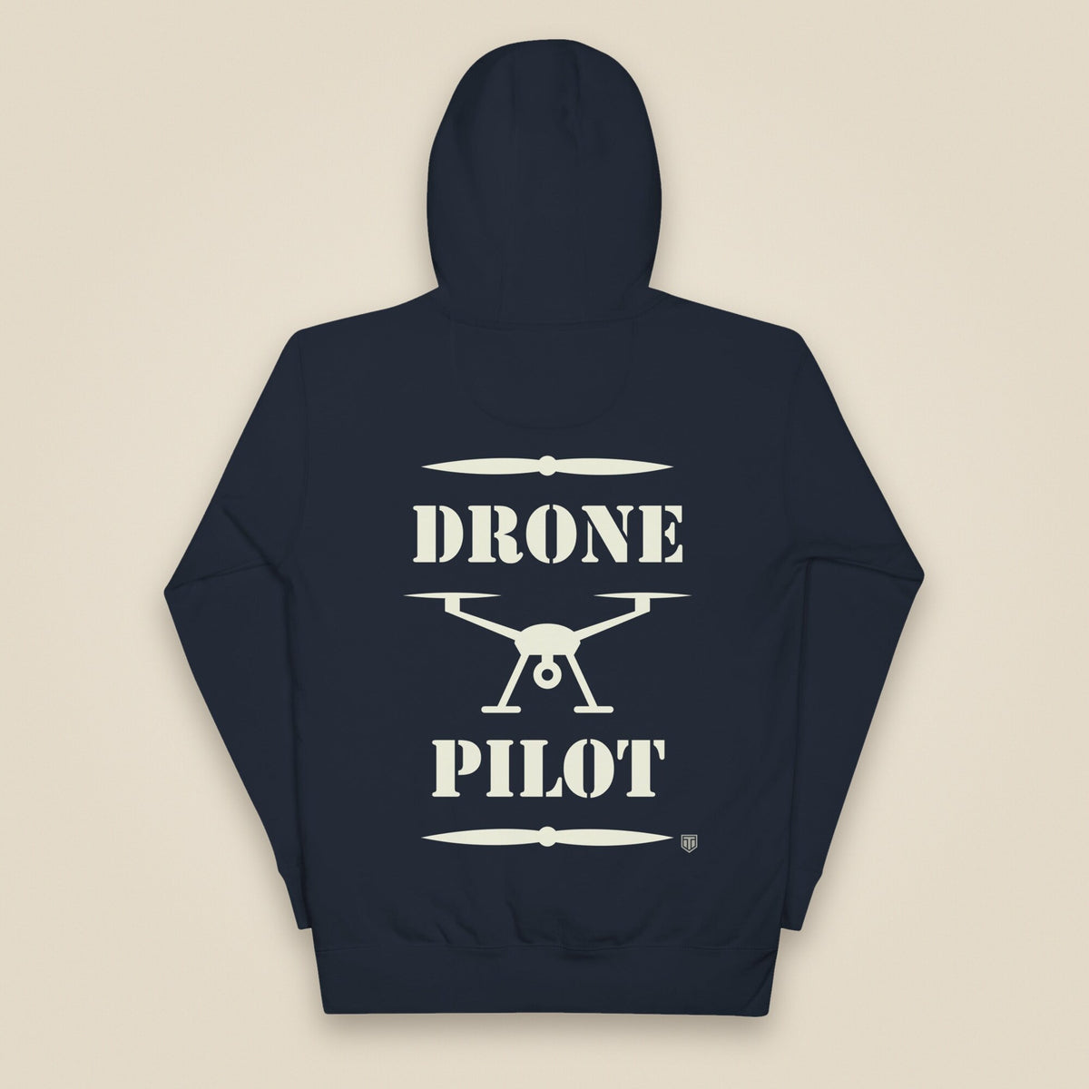 Drone Pilot Unisex Hoodie in Navy Blazer, back view