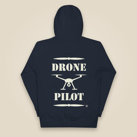 Drone Pilot Unisex Hoodie in Navy Blazer, back view