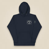 Drone Pilot Unisex Hoodie in Navy Blazer, front view