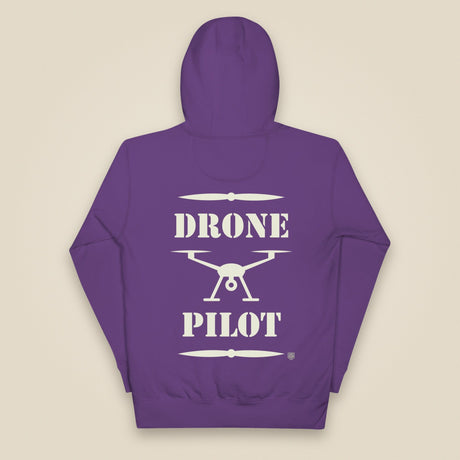 Drone Pilot Unisex Hoodie in Purple, back view