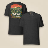 Hampshire Sunset Back Print Unisex T-Shirt in Dark Grey Heather, front and back view