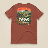 Hampshire Sunset Back Print Unisex T-Shirt in Heather Clay, back view