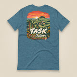 Hampshire Sunset Back Print Unisex T-Shirt in Heather Deep Teal, back view