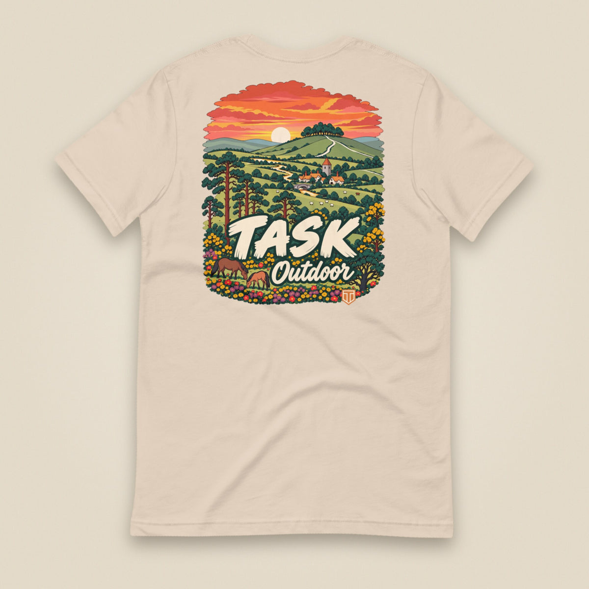 Hampshire Sunset Back Print Unisex T-Shirt in Soft Cream, back view