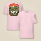 Hampshire Sunset Back Print Unisex T-Shirt in Soft Pink, front and back view