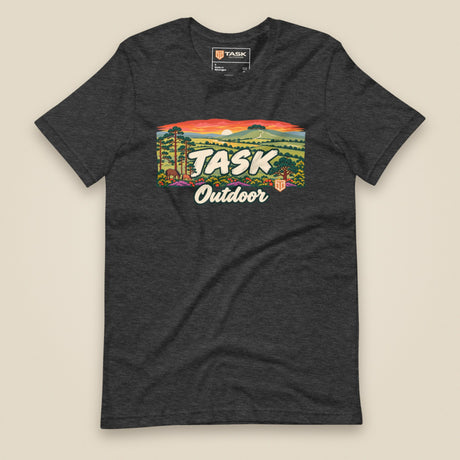 Hampshire Sunset Front Print Unisex T-Shirt in Dark Grey Heather, front view