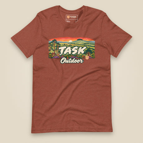 Hampshire Sunset Front Print Unisex T-Shirt in Heather Clay, front view