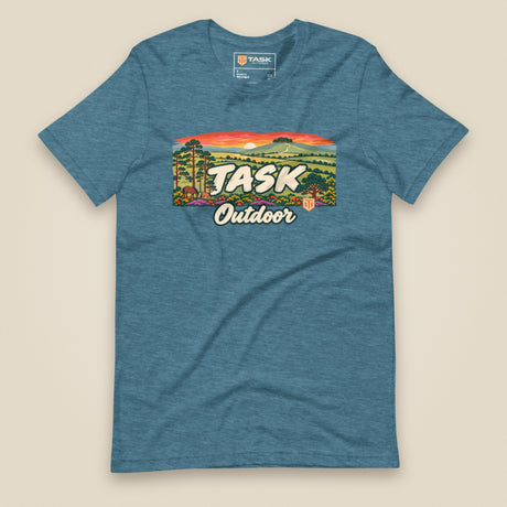 Hampshire Sunset Front Print Unisex T-Shirt in Heather Deep Teal, front view