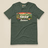 Hampshire Sunset Front Print Unisex T-Shirt in Heather Forest, front view