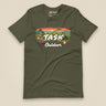 Hampshire Sunset Front Print Unisex T-Shirt in Military Green, front view