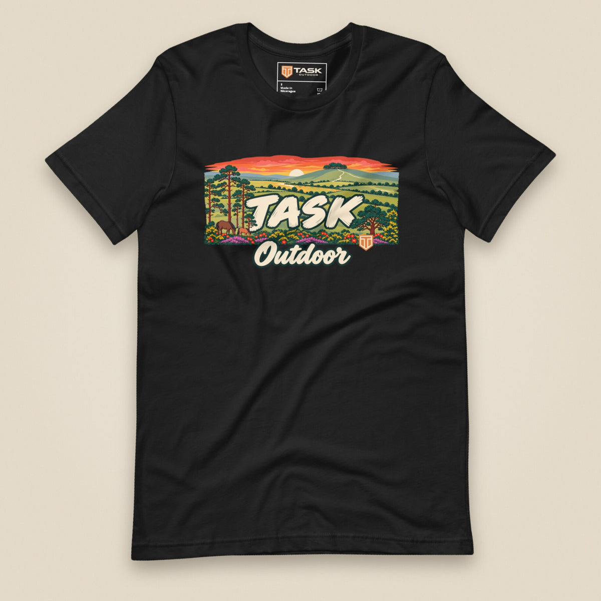 Hampshire Sunset Front Print Unisex T-Shirt in Vintage Black, front view