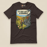It's Just a Bit of a Scramble Unisex T-Shirt in Brown, front view