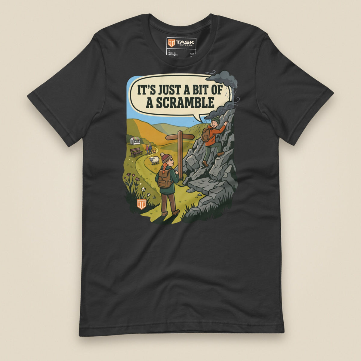 It's Just a Bit of a Scramble Unisex T-Shirt in Dark Grey, front view