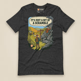 It's Just a Bit of a Scramble Unisex T-Shirt in Dark Grey Heather, front view