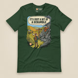 It's Just a Bit of a Scramble Unisex T-Shirt in Forest, front view