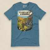 It's Just a Bit of a Scramble Unisex T-Shirt in Heather Deep Teal, front view