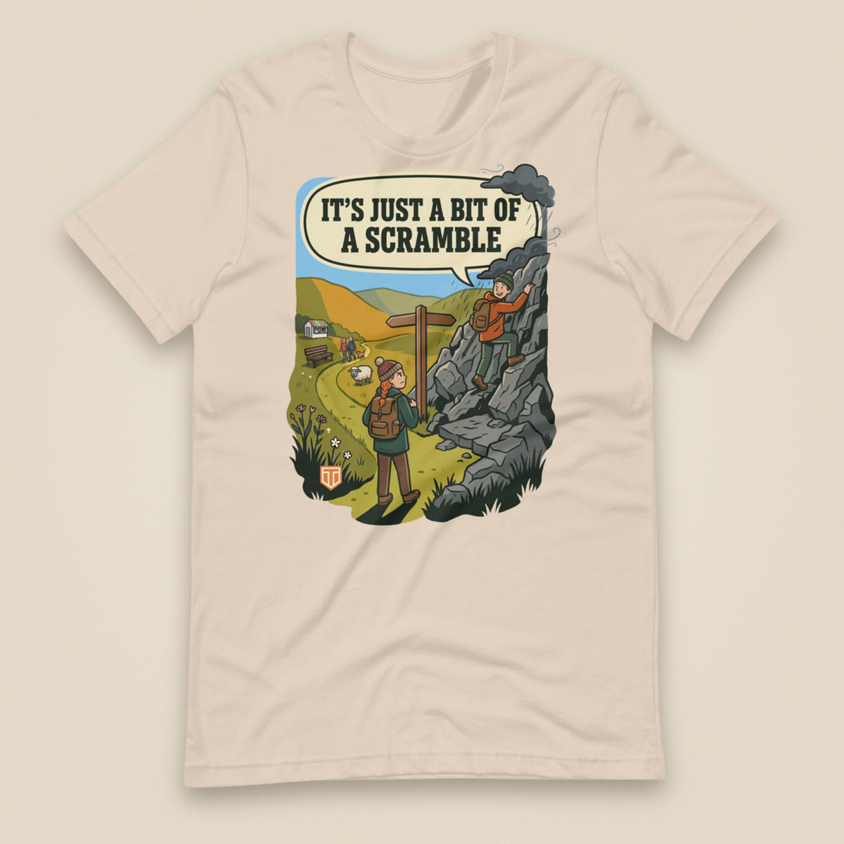It's Just a Bit of a Scramble Unisex T-Shirt in Soft Cream, front view