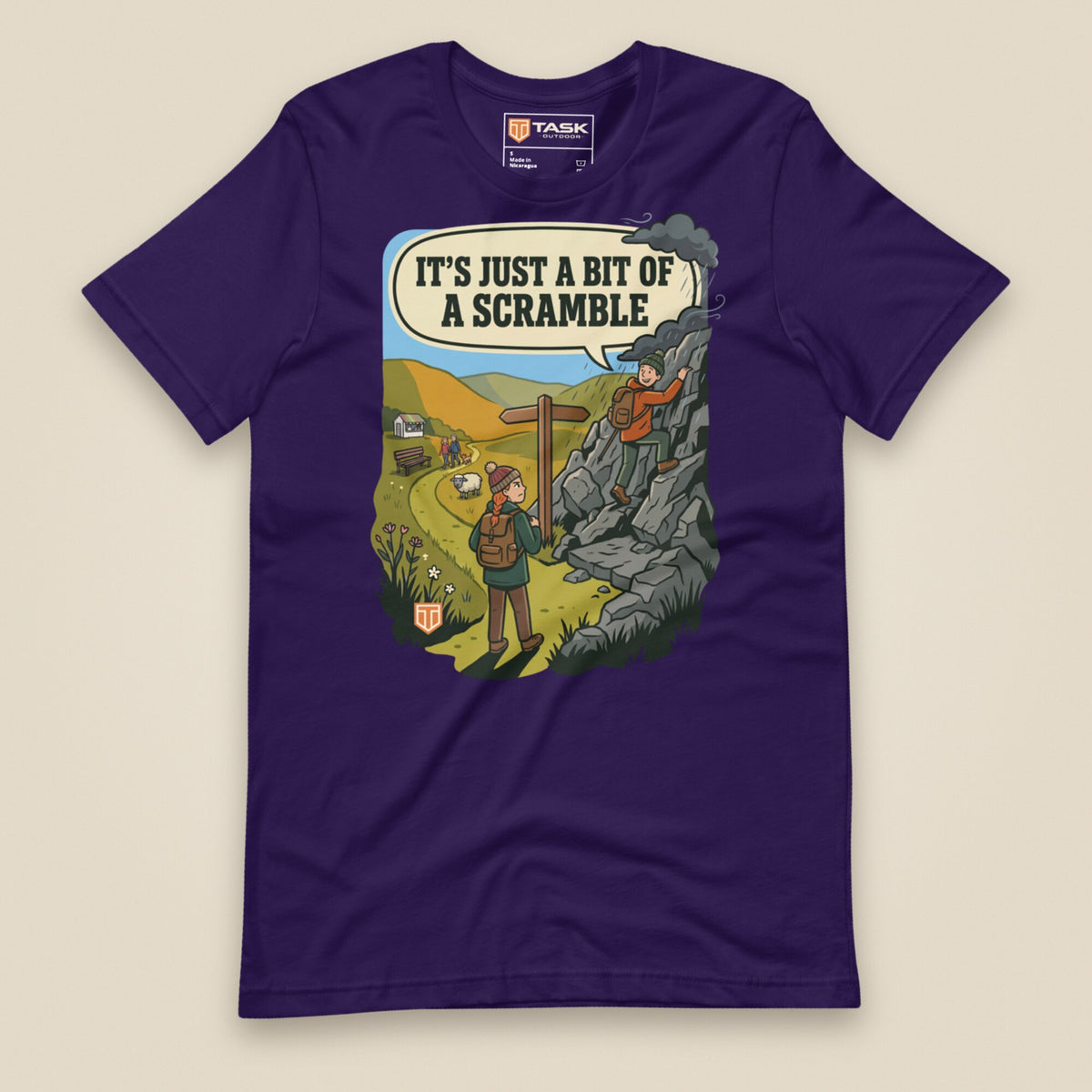 It's Just a Bit of a Scramble Unisex T-Shirt in Team Purple, front view