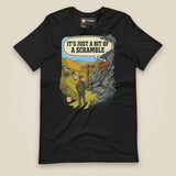 It's Just a Bit of a Scramble Unisex T-Shirt in Vintage Black, front view