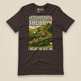 It's Just Over the Brow T-Shirt in Brown, laid flat, front view