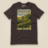 It's Just Over the Brow T-Shirt in Brown, laid flat, front view