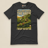 It's Just Over the Brow T-Shirt in Dark Grey, laid flat, front view
