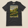 It's Just Over the Brow T-Shirt in Dark Grey, laid flat, front view
