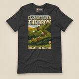 It's Just Over the Brow T-Shirt in Dark Grey Heather, laid flat, front view