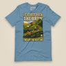 It's Just Over the Brow T-Shirt in Steel Blue, laid flat, front view