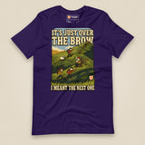 It's Just Over the Brow T-Shirt in Team Purple, laid flat, front view