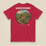 Leaving The Group Double Sided T-Shirt in Cardinal, back view