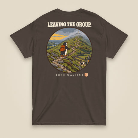 Leaving The Group Double Sided T-Shirt in Dark Chocolate, back view