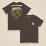 Leaving The Group Double Sided T-Shirt in Dark Chocolate, front and back view