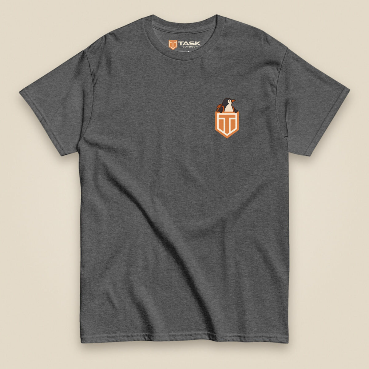 Leaving The Group Double Sided T-Shirt in Dark Heather, front view
