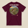 Leaving The Group Double Sided T-Shirt in Maroon, back view