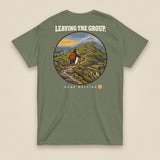 Leaving The Group Double Sided T-Shirt in Military Green, back view