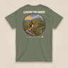 Leaving The Group Double Sided T-Shirt in Military Green, back view