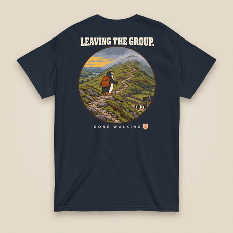 Leaving The Group Double Sided T-Shirt in Navy, back view