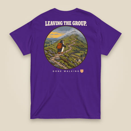 Leaving The Group Double Sided T-Shirt in Purple, back view