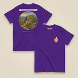 Leaving The Group Double Sided T-Shirt in Purple, front and back view