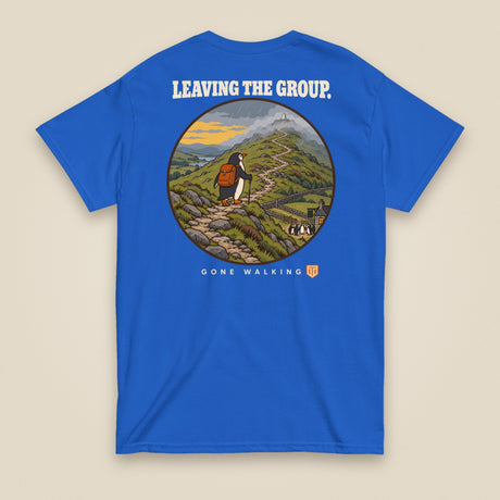 Leaving The Group Double Sided T-Shirt in Royal, back view