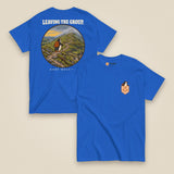 Leaving The Group Double Sided T-Shirt in Royal, front and back view