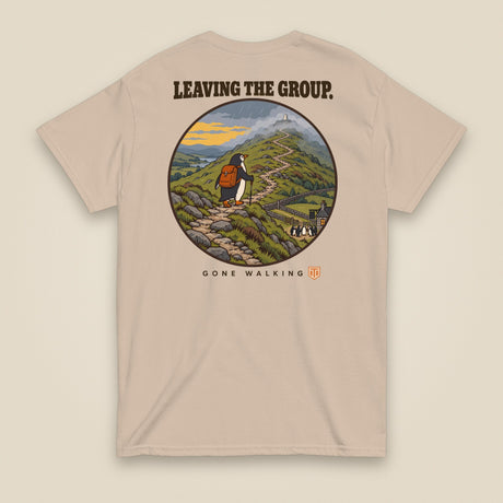 Leaving The Group Double Sided T-Shirt in Sand, back view