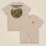 Leaving The Group Double Sided T-Shirt in Sand, front and back view