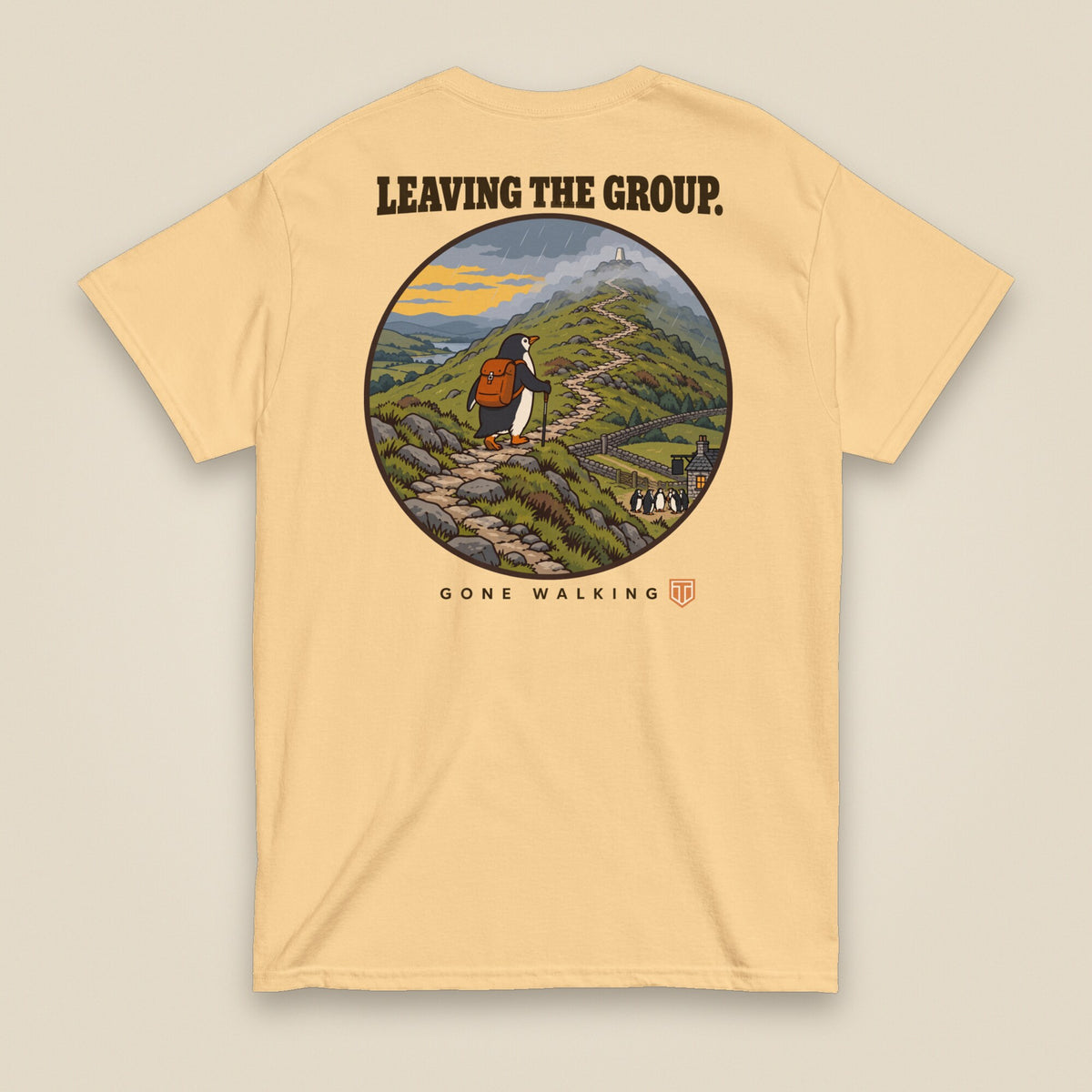 Leaving The Group Double Sided T-Shirt in Yellow Haze, back view