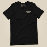 Mind The Old Sweat Men's T-Shirt in Black, laid flat, front view