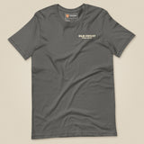 Mind The Old Sweat Men's T-Shirt in Charcoal, laid flat, front view