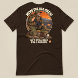 Mind The Old Sweat Men's T-Shirt in Dark Chocolate, laid flat, back view